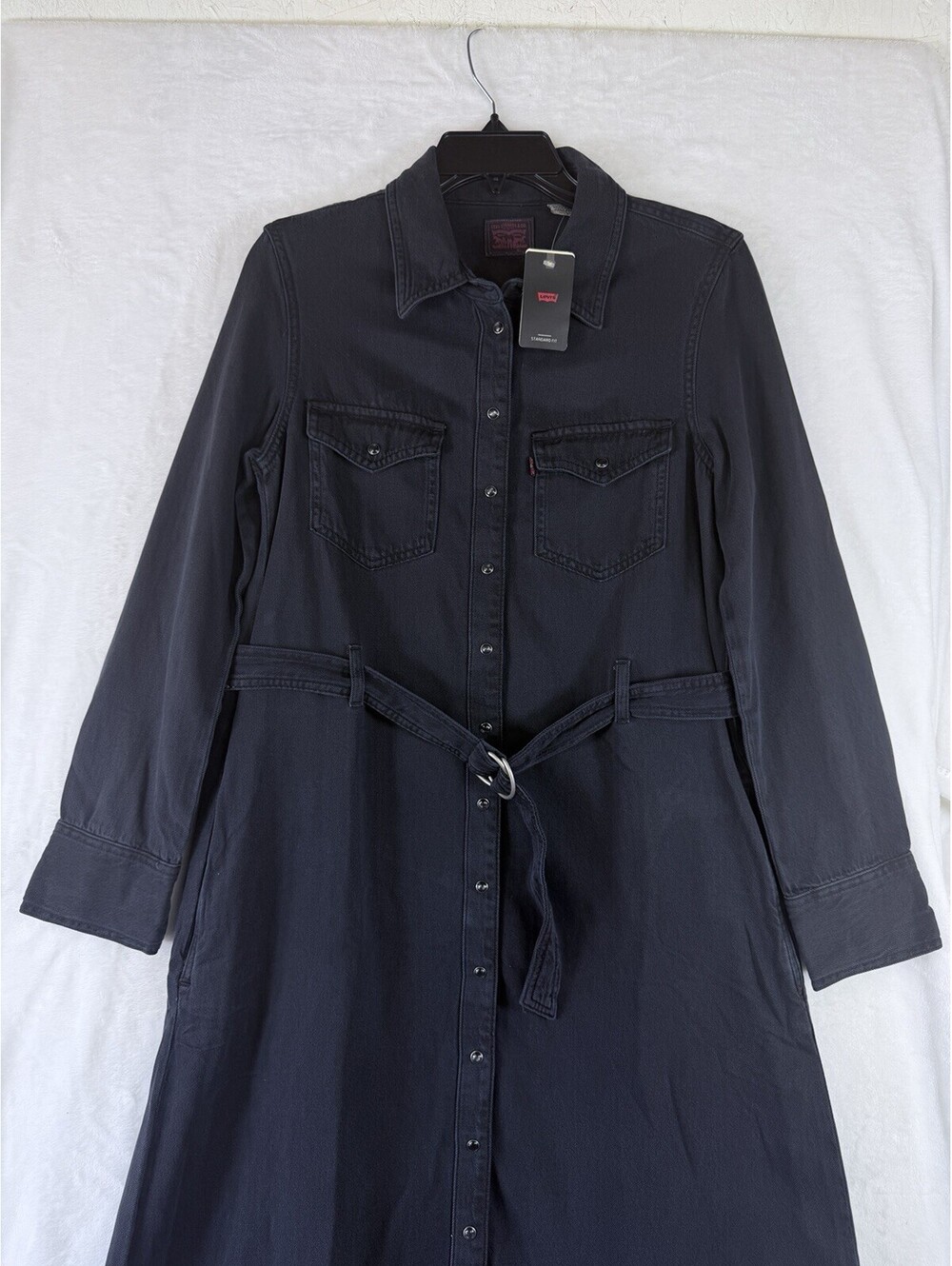 Levis Dress XS Womens Maxi Quincey Long Sleeve Maxi Snap Front Long Sleeve New